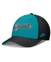 Nike Men's Black/Teal Florida Marlins Rise Swoosh Performance Flex Hat