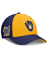 Nike Men's Navy/Gold Milwaukee Brewers Rise Swoosh Performance Flex Hat