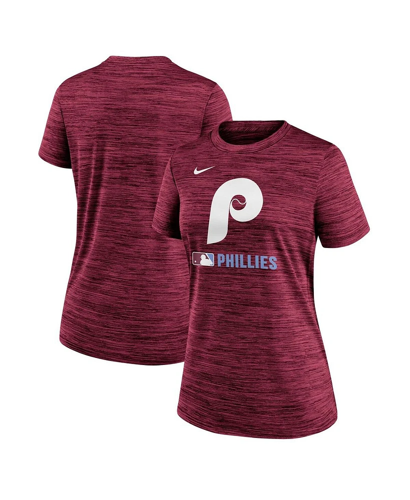 Nike Women's Maroon Philadelphia Phillies Alternate Logo Authentic Collection Velocity Performance T-Shirt