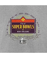 Fanatics Men's Heather Gray Super Bowl Lix Marble Wordmark Fleece Crew Sweatshirt