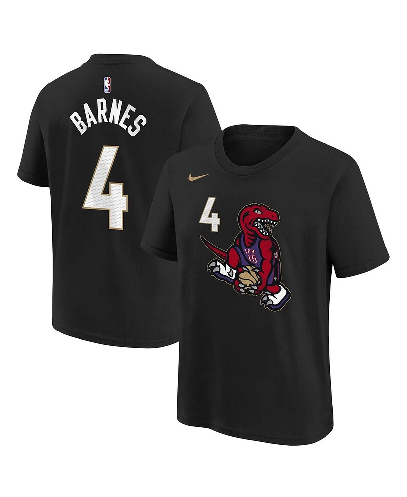 Nike Big Boys and Girls Scottie Barnes Black Toronto Raptors 2024/25 City Edition Name Number T-Shirt