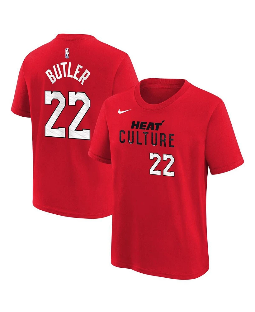 Nike Big Boys and Girls Jimmy Butler Red Miami Heat 2024/25 City Edition Name Number T-Shirt