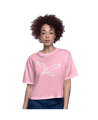 Starter Women's Pink Philadelphia Eagles Play the Ball Boxy Cropped T-Shirt