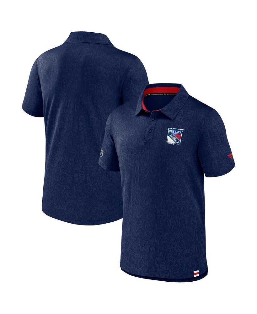Fanatics Men's Navy New York Rangers Authentic Pro Jacquard Polo