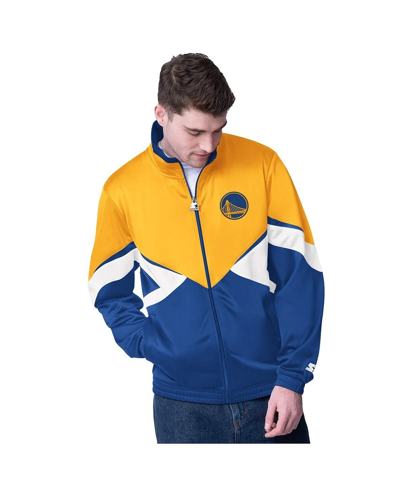 Starter Men's Gold/Royal Golden State Warriors Rush Applique Full-Zip Track Jacket