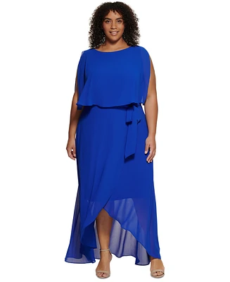 Jessica Howard Plus Split-Sleeve High-Low Maxi Dress