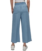 Dkny Jeans Petite Embroidered Wide-Leg Ankle Pants