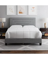 Cordoba Linen Upholstered Platform Bed Frame with Adjustable Headboard