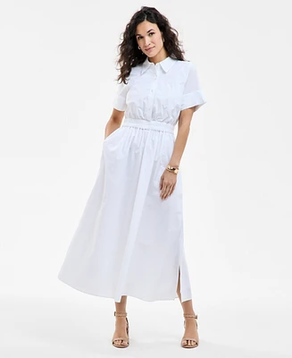 On 34th Trendy Plus Short-Sleeve Popover Shirtdress, Exclusively at Macy's