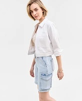 On 34th Women's High Rise Cargo Bermuda Jean Shorts, Exclusively at Macy's