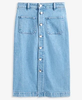 On 34th Women's Patch-Pocket Denim Midi Skirt, Exclusively at Macy's