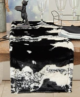 Saro Lifestyle Cow Hide Design Faux Fur Table Runner