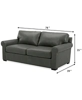 Radley Roll Arm 74" Leather Apartment Sofa, Exclusively at Macy's
