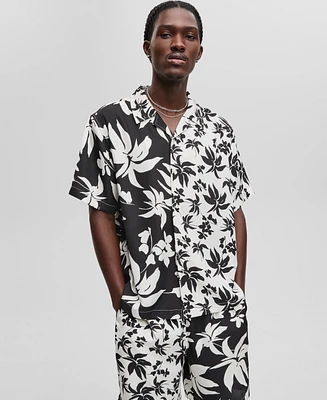 Mode of One Men's Short-Sleeve Palm Reverse Splicing Camp Collar Shirt, Exclusively at Macy's