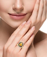 Effy Multi-Gemstone (3-5/8 ct. t.w.) & Diamond (1/3 ct. t.w.) Halo Ring in 14k Gold
