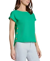 Jones New York Women's Short Sleeve Button Detail Top
