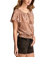 Lucky Brand Women's Flutter-Sleeve Tie-Front Top