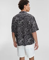 Mode of One Men's Relaxed-Fit Embroidered Button-Down Poplin Camp Shirt, Exclusively at Macy's