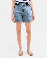 On 34th Women's High Rise Utility Midi Denim Shorts, Exclusively at Macy's