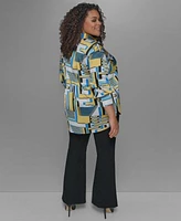 Karl Lagerfeld Paris Plus Size Oversize Button Front Utility Blouse Mid Rise Compression Bootcut Pants Exclusively At Macys