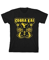 Cobra Kai Boys Double Yellow Youth Black T-Shirt-xl