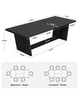 Tribesigns 70.87-Inch Dining Room Table for 6-8 People, Rectangular Farmhouse Kitchen with Solid Pedestal