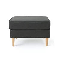Mid-Century Modern Upholstered Ottoman, Rectangular Footrest with Wooden Legs for Living Room & Bedroom-The Pop Home