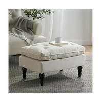 Plush Pillow Top Button-Tufted Ottoman, Upholstered Contemporary Footrest and Extra Seating-The Pop Home