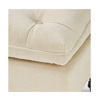 Plush Pillow Top Button-Tufted Ottoman, Upholstered Contemporary Footrest and Extra Seating-The Pop Home