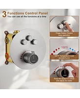 3-Function Thermostatic Shower System with Handheld Head Luxury Faucet Waterfall and Rainfall Head, Matte Black