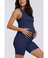 Women's Crew Neck Racerback Cropped Maternity Tank - Motherhood