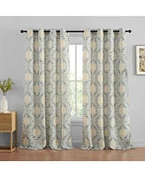 Hlc.me Liam Ogee Ikatt Damask Patterned Window Grommet Curtains Bedroom - Light Blocking Darkening Window Panels, Set of 2 (Grey