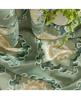 Hlc.me Liam Ogee Ikatt Damask Patterned Window Grommet Curtains Bedroom - Light Blocking Darkening Window Panels, Set of 2 (Sage Green