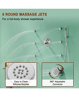 Luxury Shower System with Body Jets Balancing Valve Handheld Brass Rain Head, Matte Black