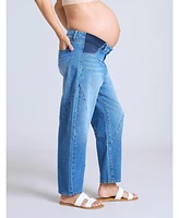 Motherhood Maternity Maternity Under the Belly Barrel Leg Jeans - Motherhood
