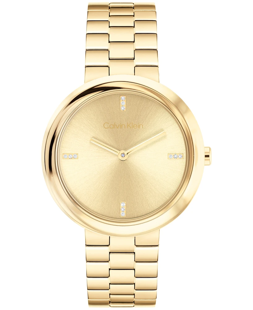 Calvin Klein Women's Twisted Bezel Gold Tone Stainless Steel Bracelet Watch, 34mm