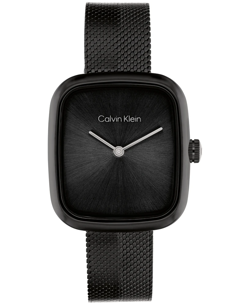Calvin Klein Women's Adore Ionic Plated Black Steel Mesh Bracelet Watch, 30mm