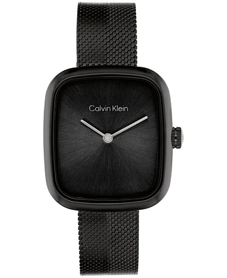Calvin Klein Women's Adore Ionic Plated Black Steel Mesh Bracelet Watch, 30mm