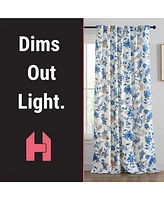 Hlc.me Scarlet Floral & Birds Patterned Window Back Tab Rod Pocket Curtains Bedroom