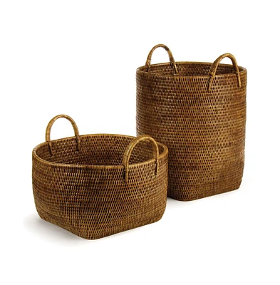 Burma Rattan Orchard Baskets, Set Of 2