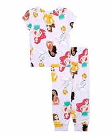 Disney Princess Toddler Girls Short Sleeve Top and Long Pant, 2-Piece Pajama Set