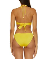 Trina Turk Womens Monaco Pleated Halter Bikini Top Hipster Bottoms