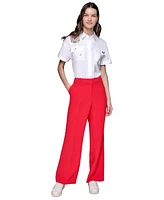 Karl Lagerfeld Paris Women's Bootcut High-Rise Pants