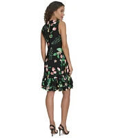 Tommy Hilfiger Women's Floral Sleeveless Ruffle-Hem Dress
