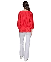 Karl Lagerfeld Paris Women's Tiered-Sleeve Peplum Top