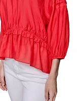 Karl Lagerfeld Paris Women's Tiered-Sleeve Peplum Top