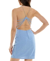 Crystal Doll Juniors' V-Neck Strappy-Back Mini Dress