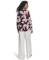 Calvin Klein Women's Printed Split-Neck Long-Sleeve Shirt