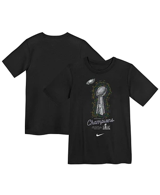 Nike Preschool Black Philadelphia Eagles Super Bowl Lix Champions Lombardi Trophy T-Shirt