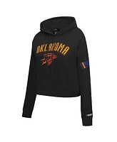 Pro Standard Women's Black Oklahoma City Thunder 2024/25 Edition Chenille Applique Cropped Pullover Hoodie